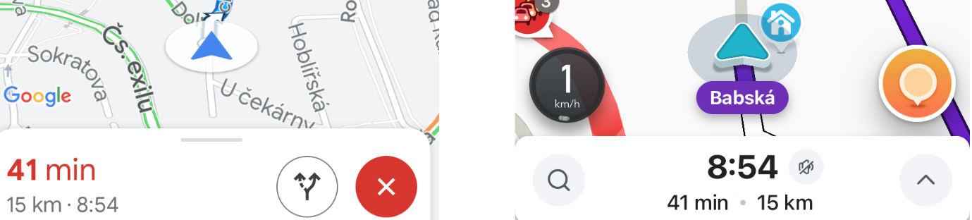 Google Maps vs. Waze – malé rozdíly v UI dělají rozdíl v zážitku